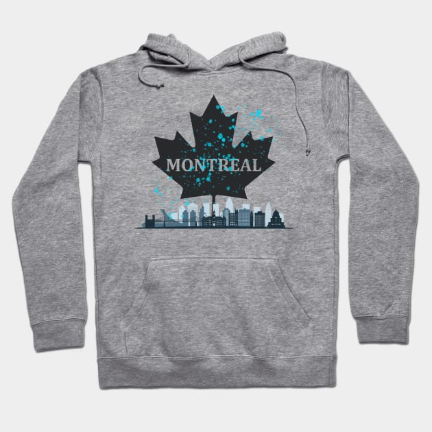 Montreal Canada Skyline Hoodie by TrapperWeasel